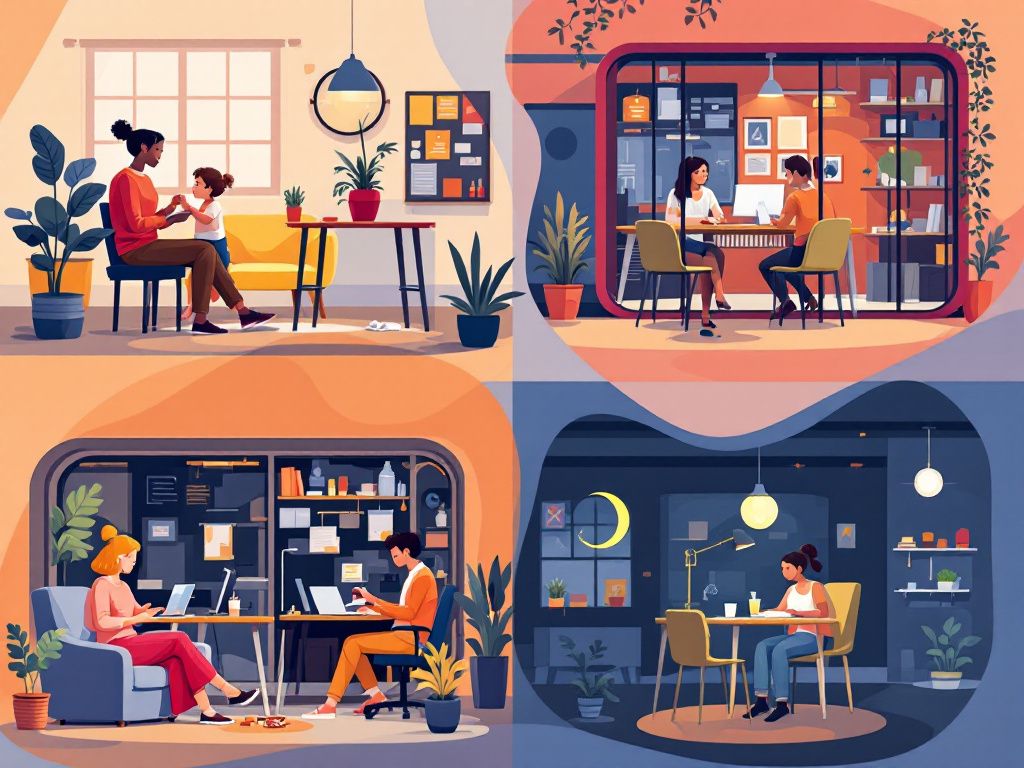 Collage of diverse flexible working arrangements