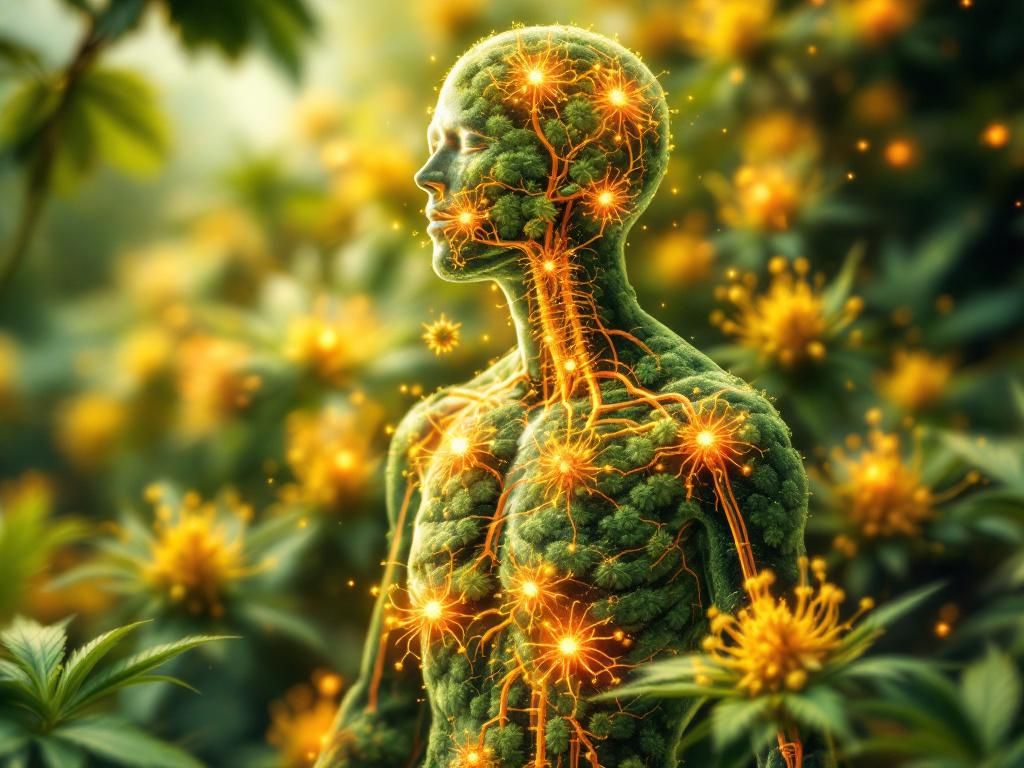Cannabis interacting with endocannabinoid system
