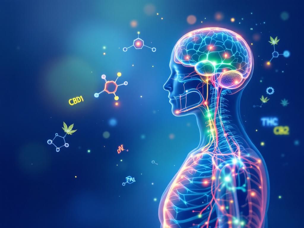 Endocannabinoid system and cannabinoid interaction diagram