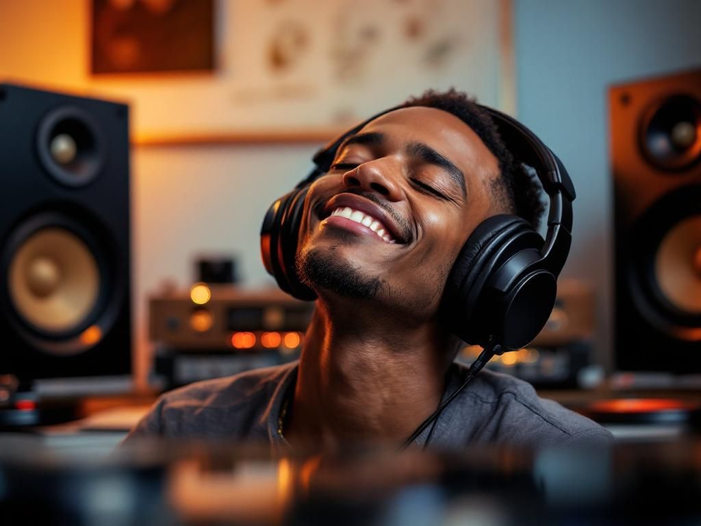 Person enjoying music with enhanced perception