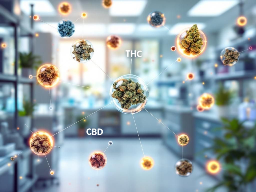 Cannabis entourage effect molecular interactions diagram