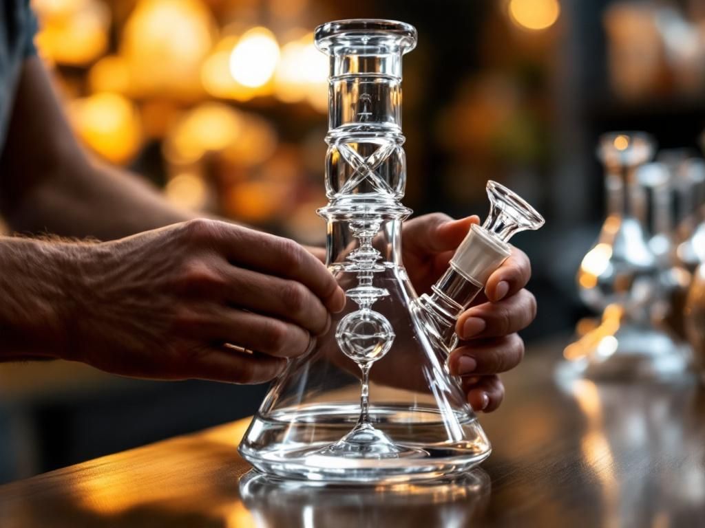 Customer examining quality glass bong