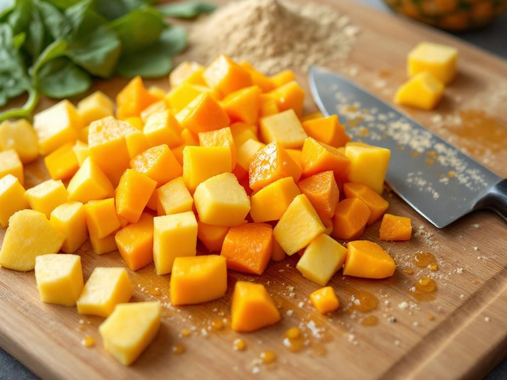 Fresh tropical fruits prepared for smoothies