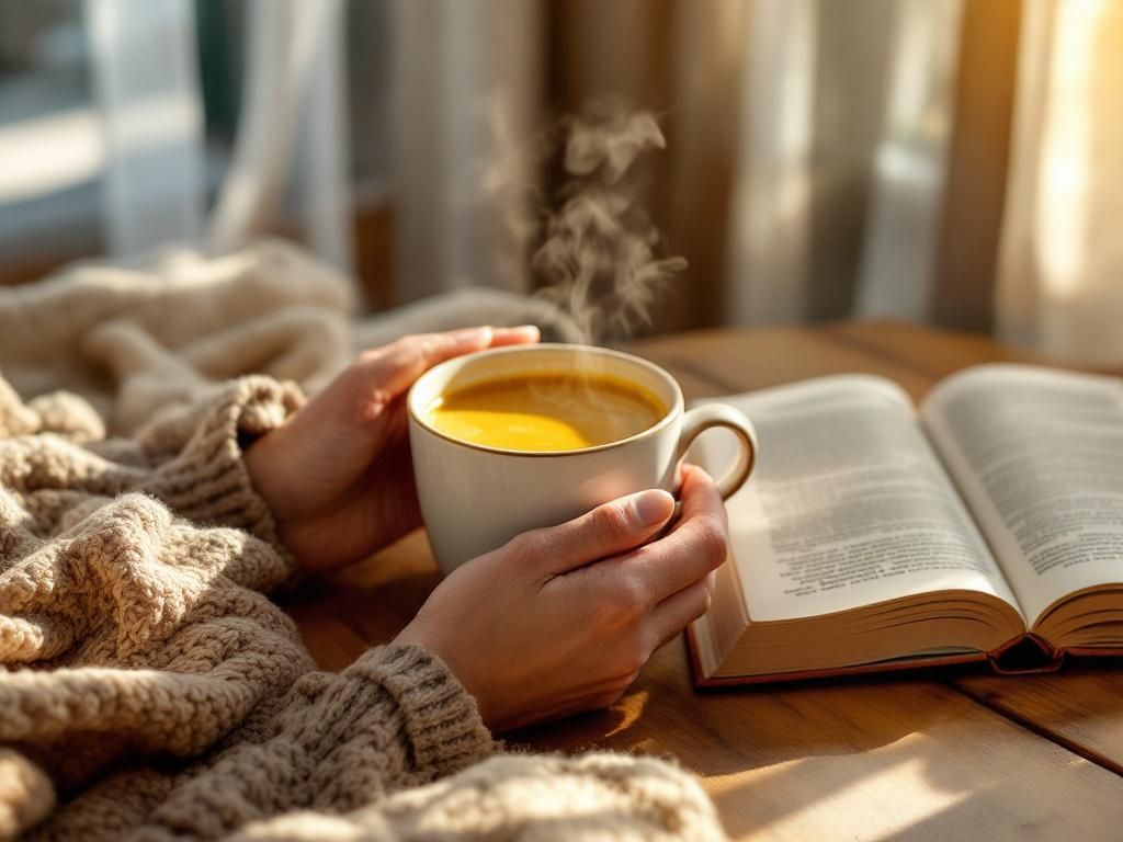 Person enjoying CBD golden milk latte
