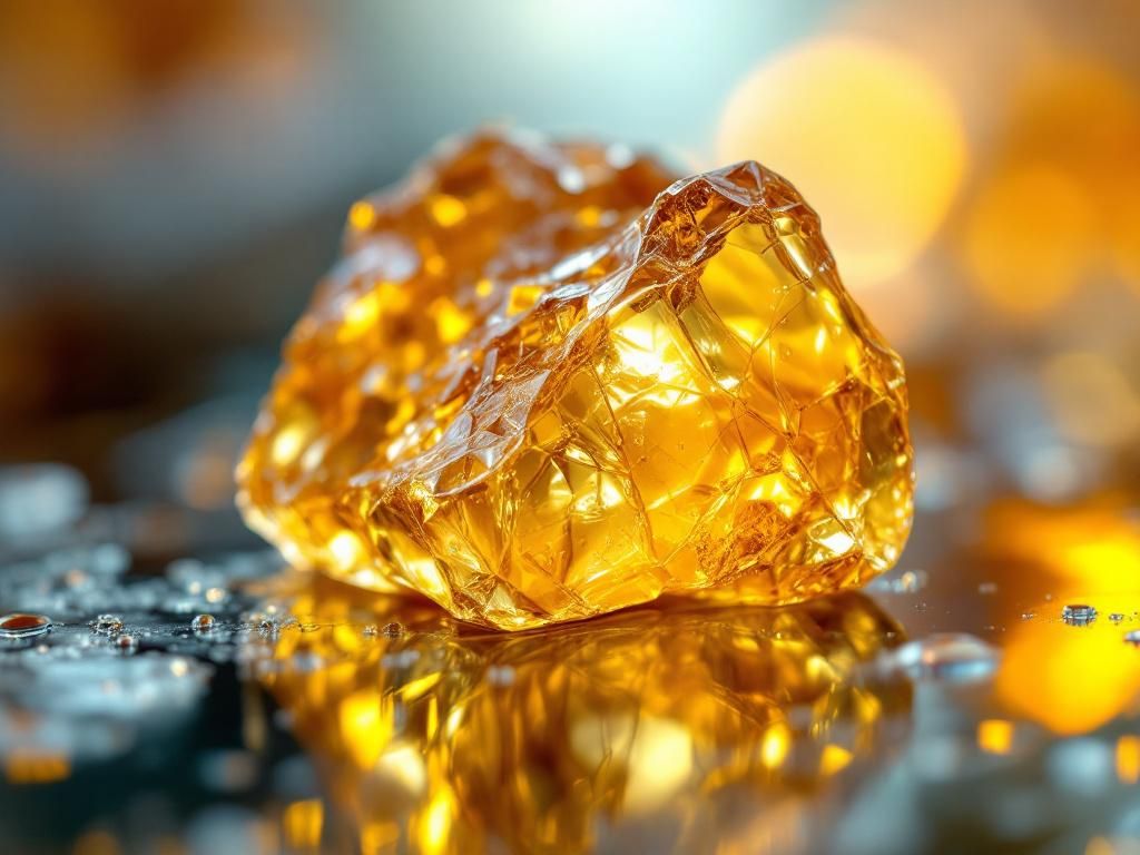 Golden shatter concentrate macro photography