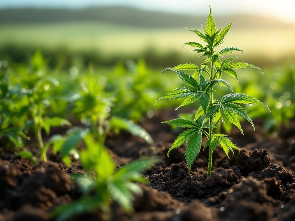 Hemp plants growing in Irish countryside