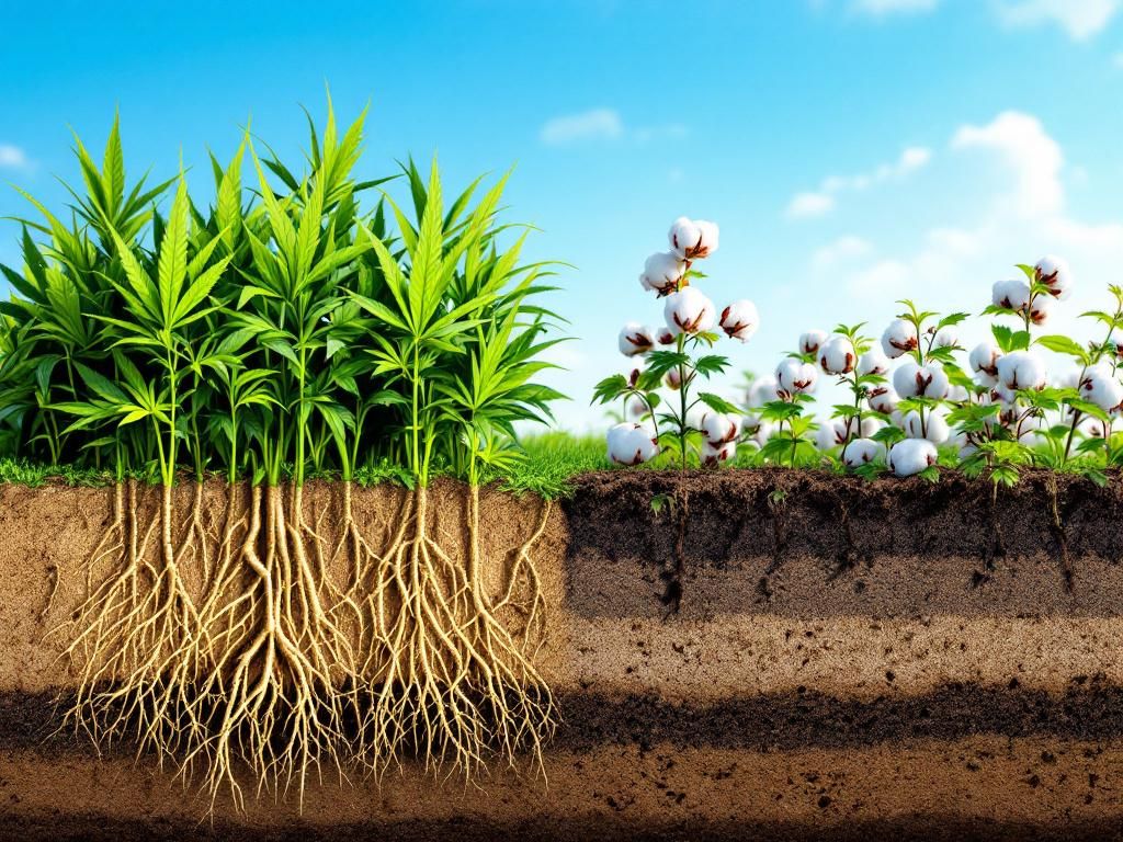 Hemp field compared to cotton cultivation