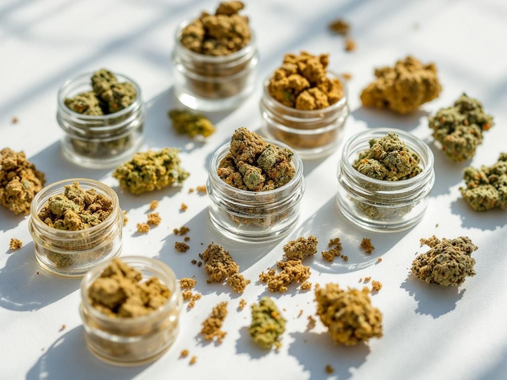 Various cannabis products showing different potency levels