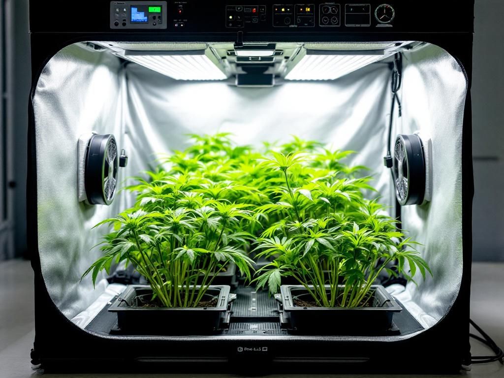 Indoor LED growing equipment setup