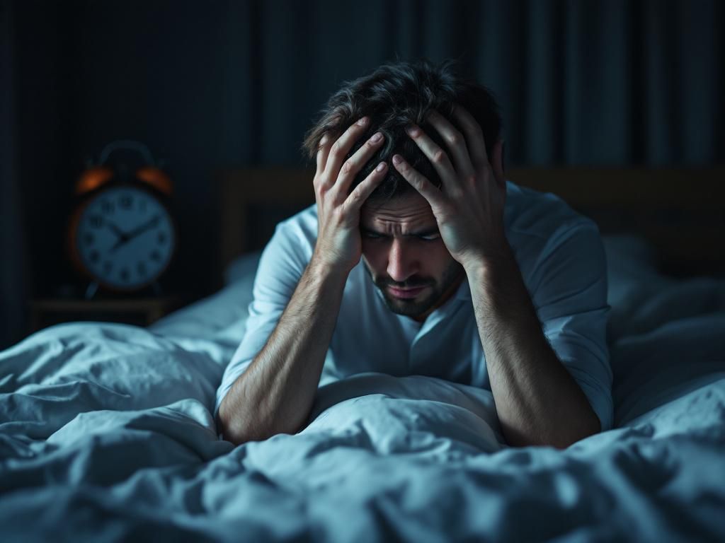 Person struggling with insomnia at night