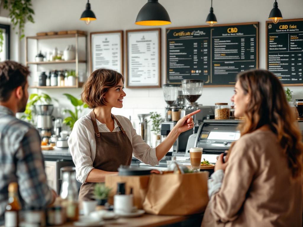 Expert staff explaining CBD products to customers