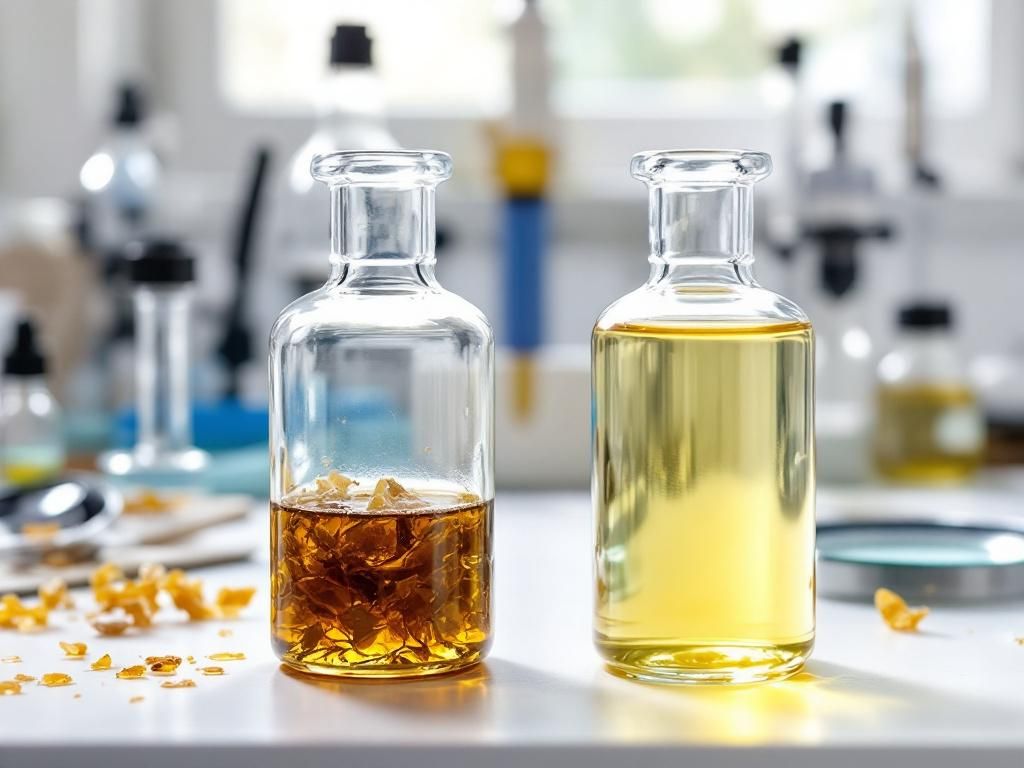 Live resin and distillate oil comparison in laboratory
