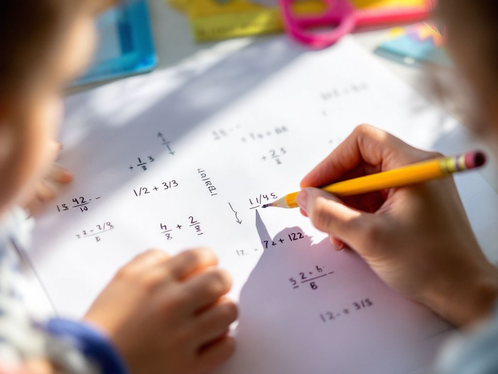 Mathematical calculations on student worksheet