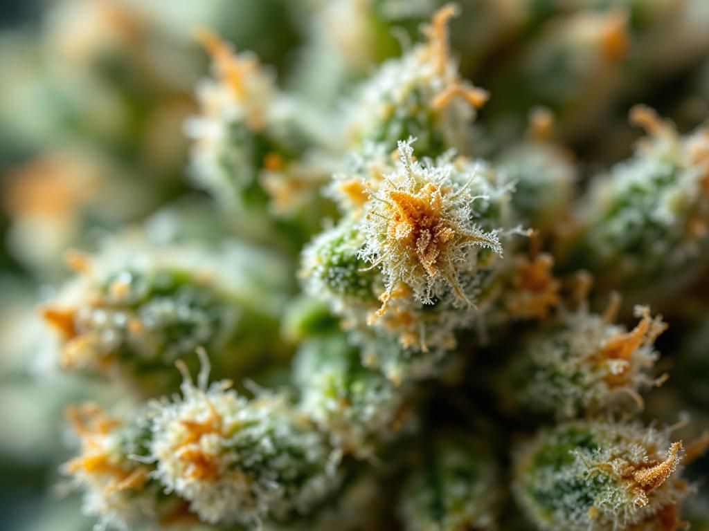 Mature CBD flower with trichomes