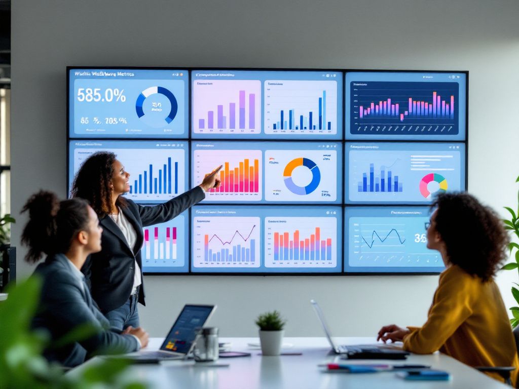 Team analyzing comprehensive employee wellbeing data