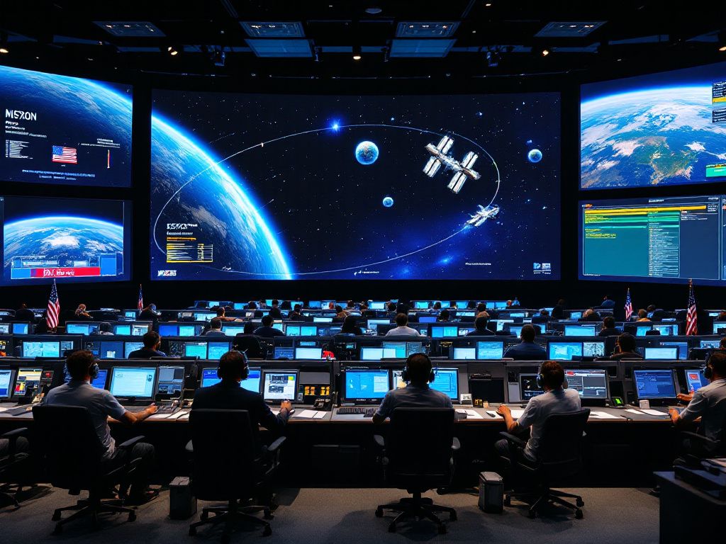 Mission Control Center during active space operations
