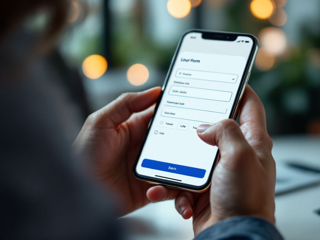 User completing optimized mobile form interface