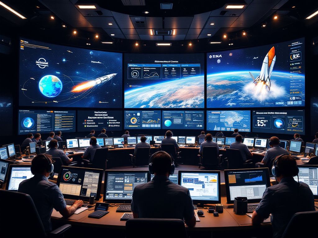 Advanced mission control center monitoring space operations