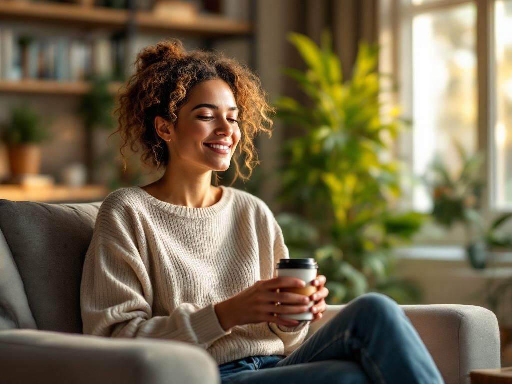Person enjoying balanced THC drink effects
