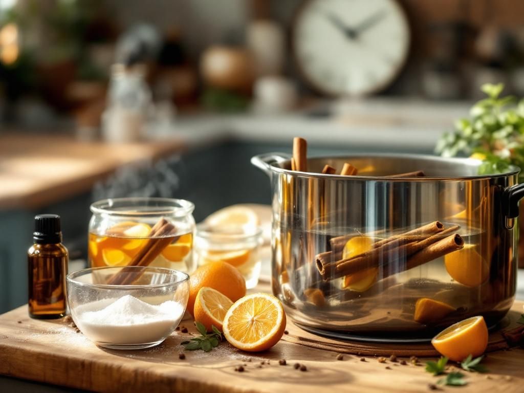 Natural odour neutralizers on kitchen counter