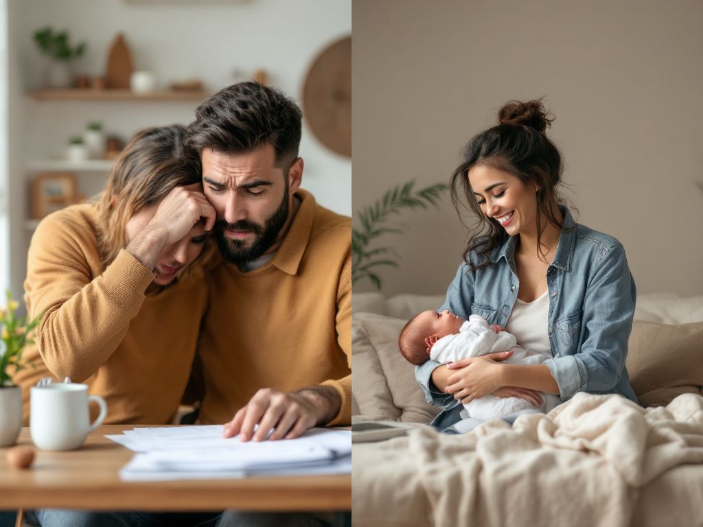 Parents planning neonatal care leave and celebrating healthy baby