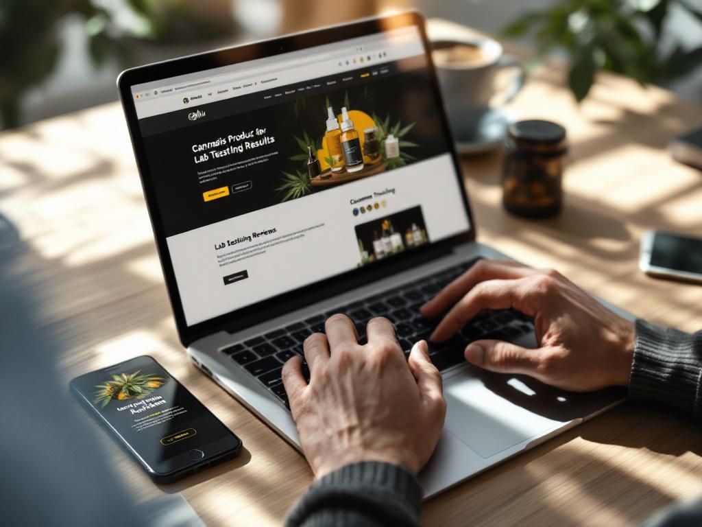 Researching cannabis products online with detailed information