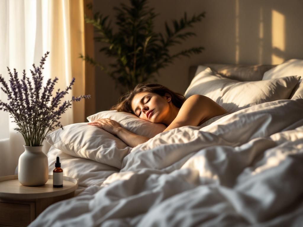Person sleeping peacefully with CBD routine