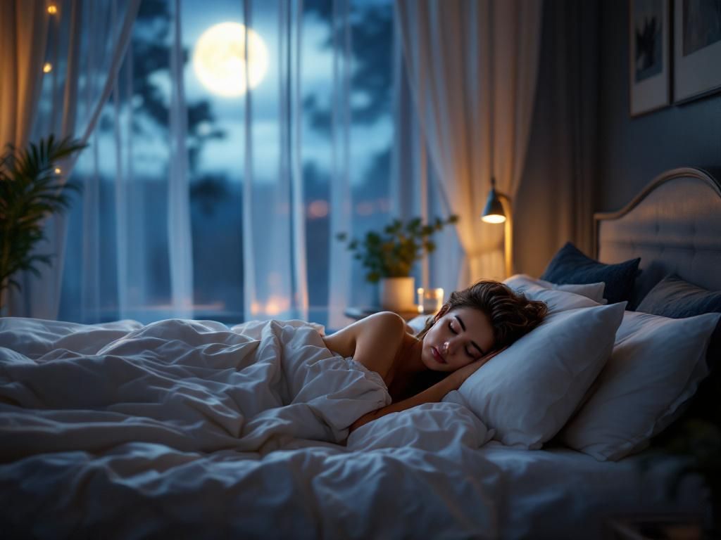Peaceful bedroom scene promoting natural sleep