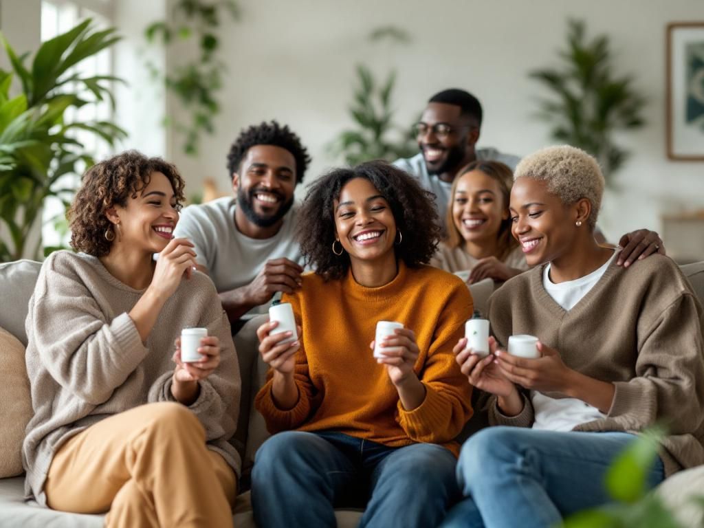 Happy people using CBD for wellness