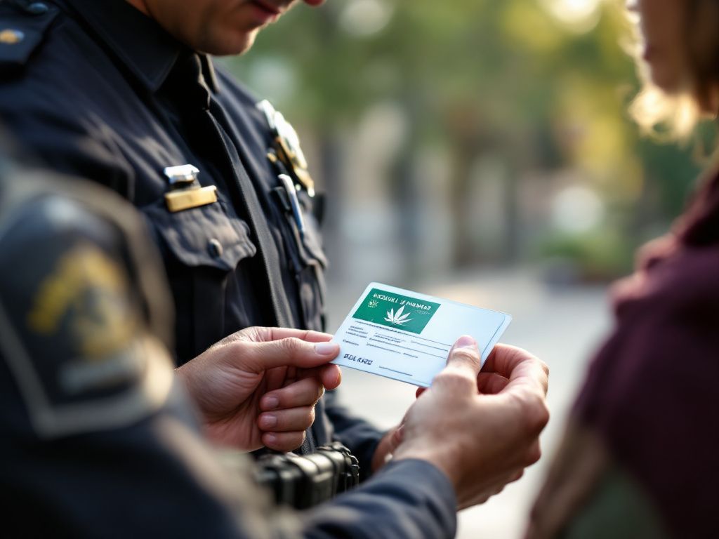 Police officer verifying medical cannabis prescription