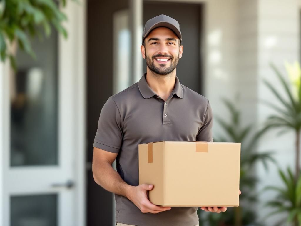 Professional courier delivering cannabis package