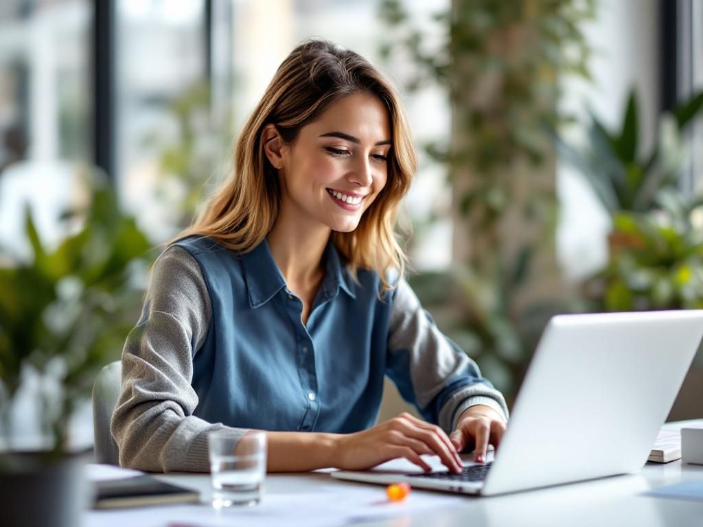 Professional woman focused at work