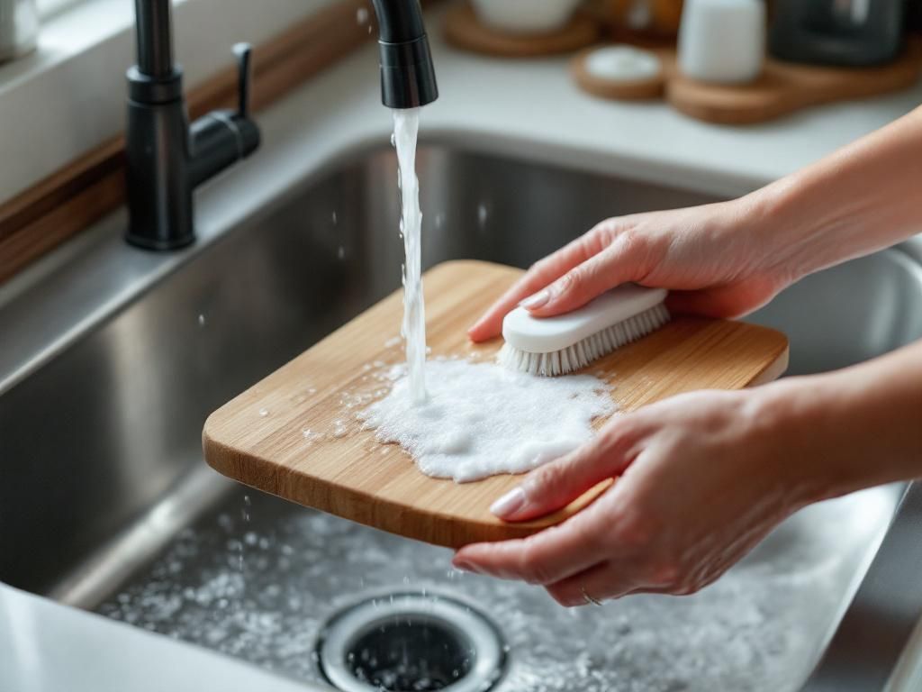 Proper technique for cleaning wooden cutting board