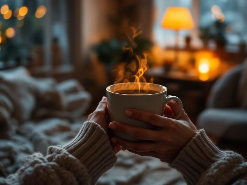 Peaceful evening coffee ritual for relaxation