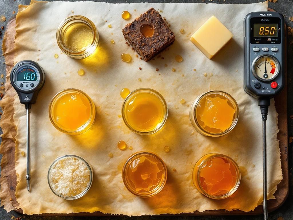 Different rosin yields and quality samples