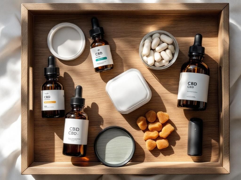 Various cannabis products arranged for senior users