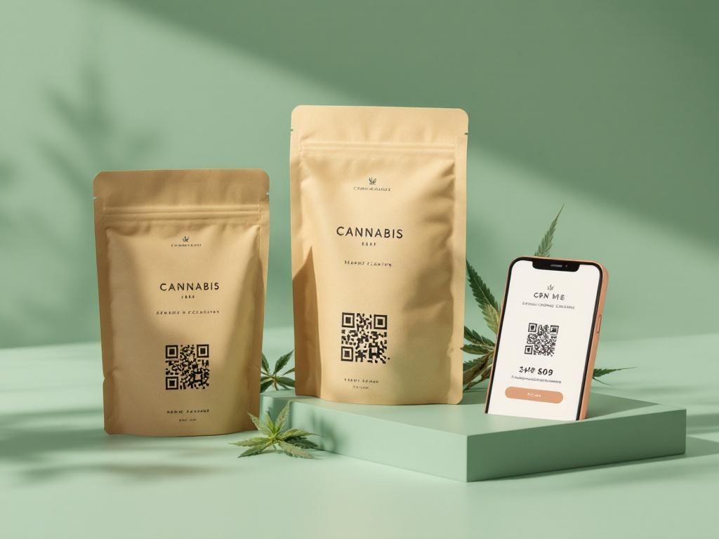 Smart minimalist cannabis packaging with QR codes