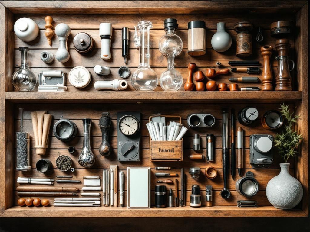 Diverse collection of smoking accessories