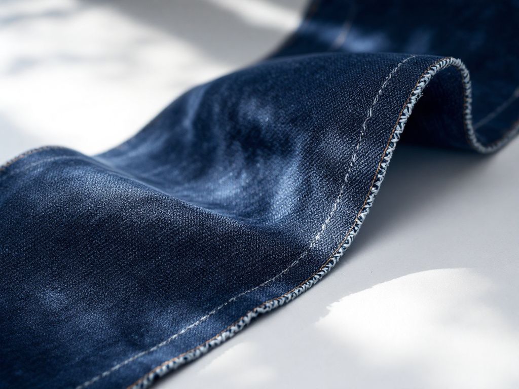 High-quality stretch denim fabric detail