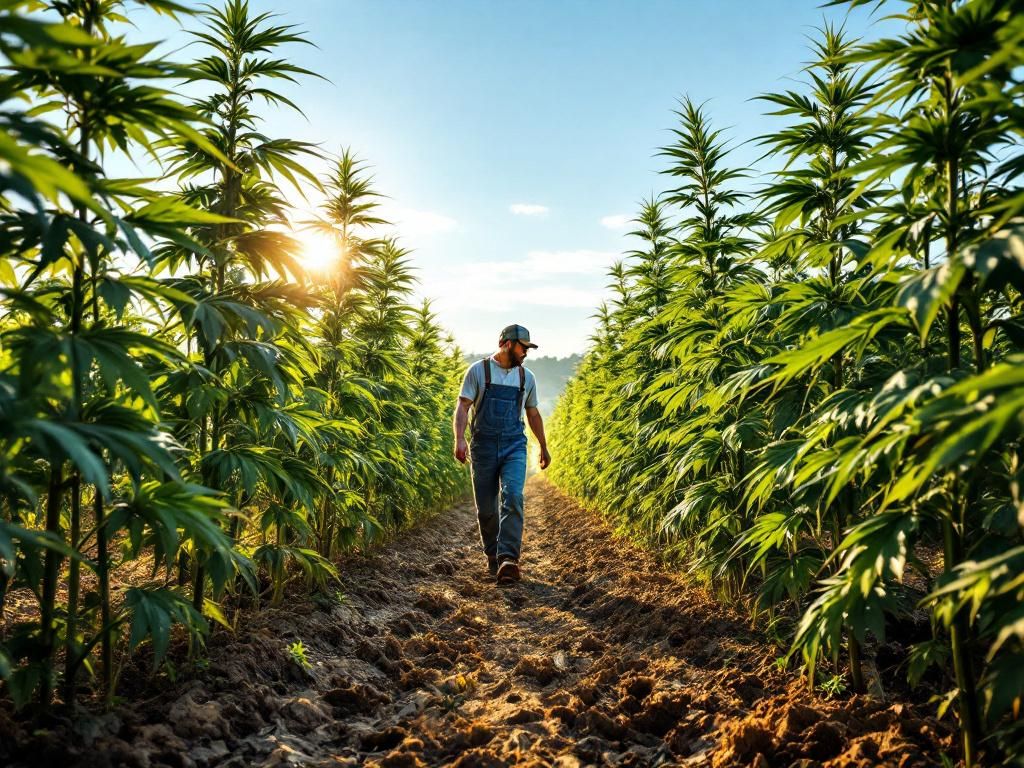 Hemp field cultivation for sustainable building materials