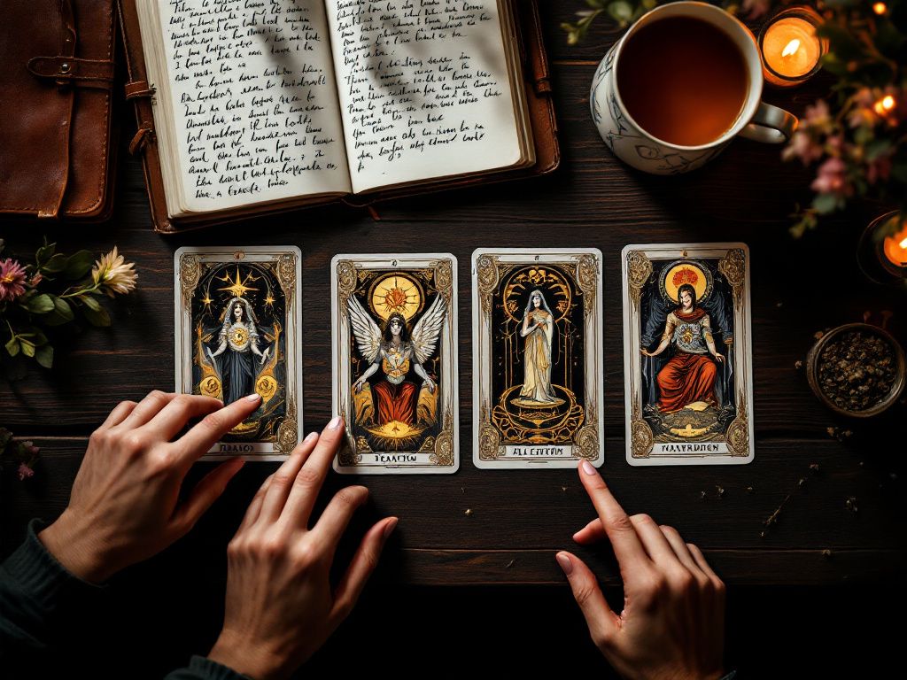 Four-card tarot spread for shadow work