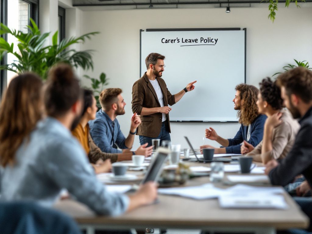Team meeting about new carer's leave policy