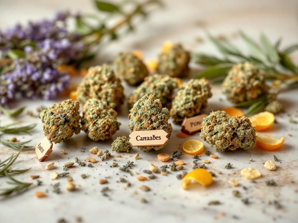 Cannabis strains showing different terpene profiles