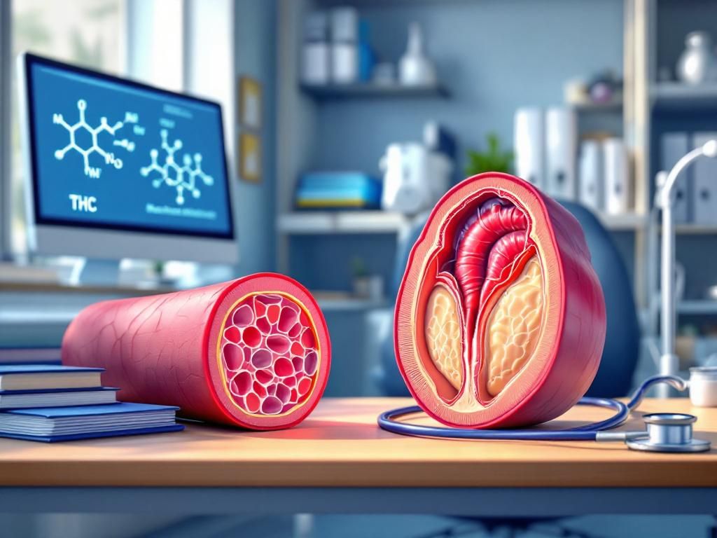Medical illustration showing THC cardiovascular effects