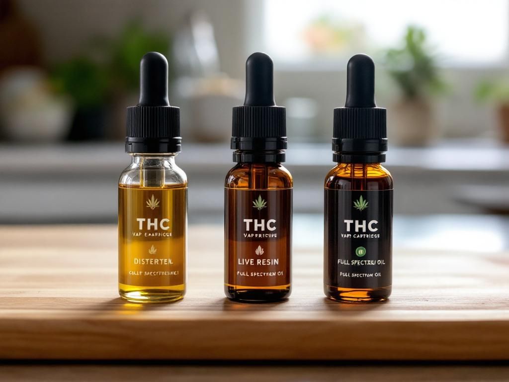 Different types of THC vape cartridges displayed