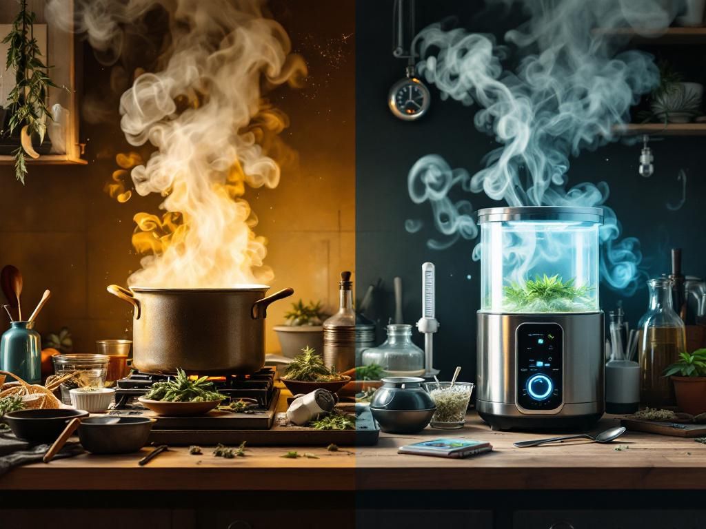 Traditional stovetop versus modern infusion machine comparison