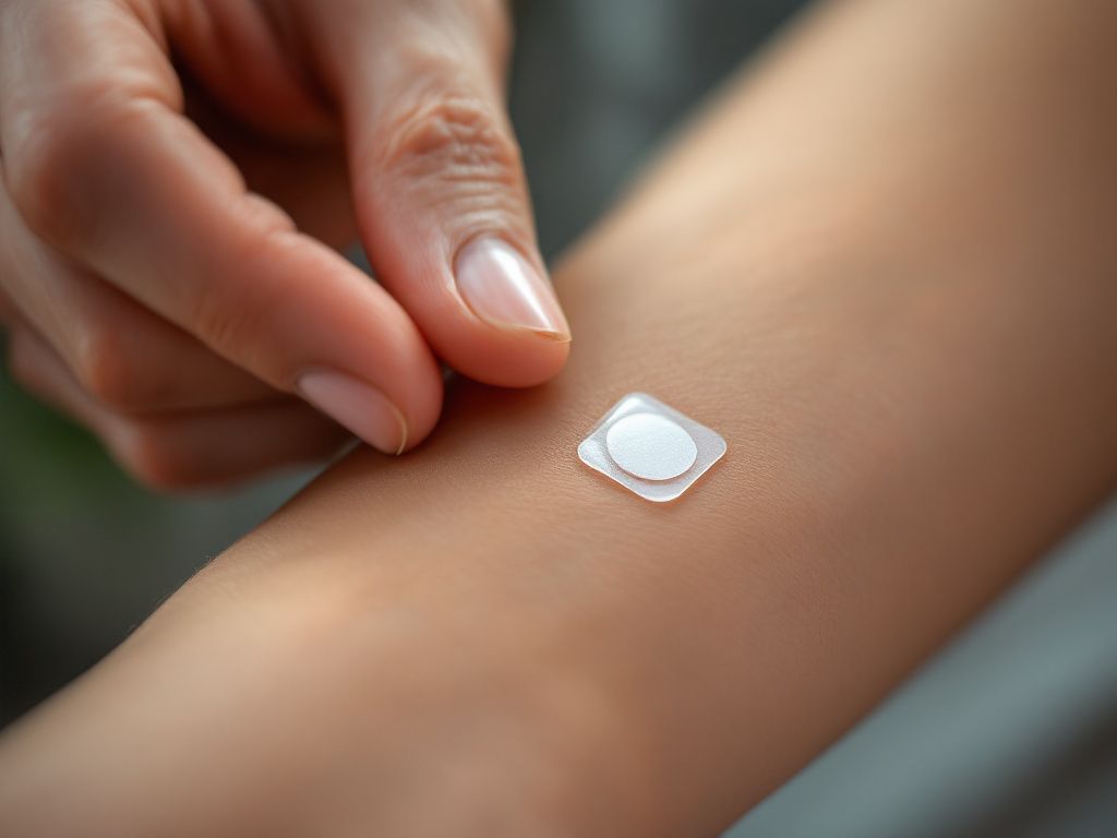 Cannabis transdermal patch application on wrist