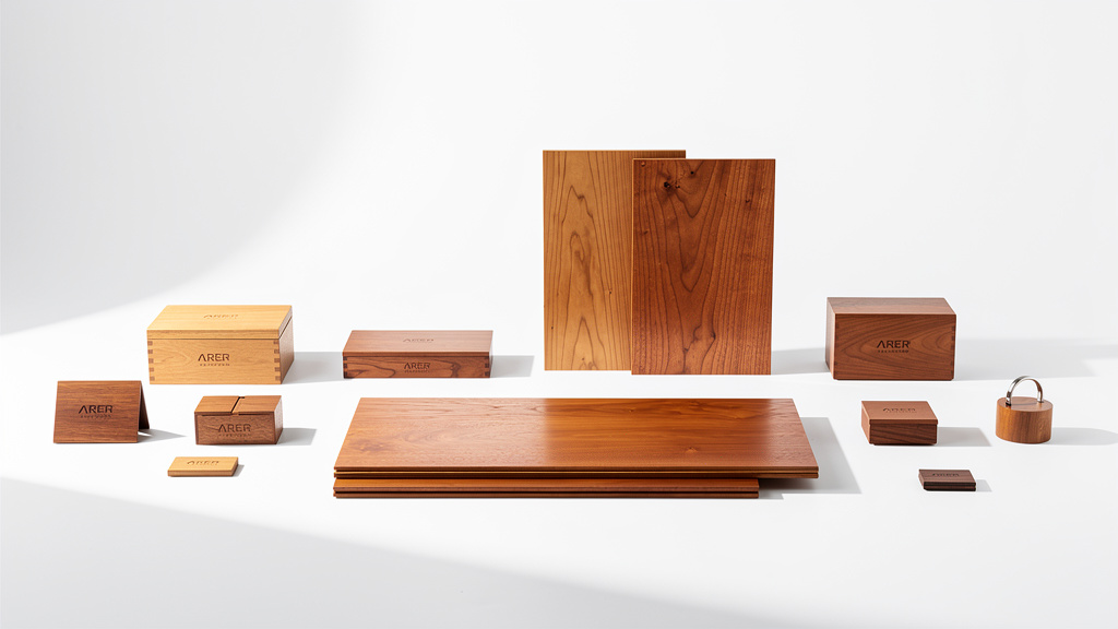 Agencement de produits personnalisés en bois de cerisier pour B2B