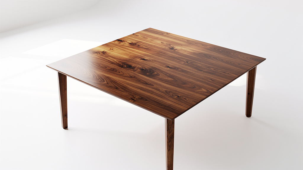 Table en bois de noyer mettant en valeur le grain naturel