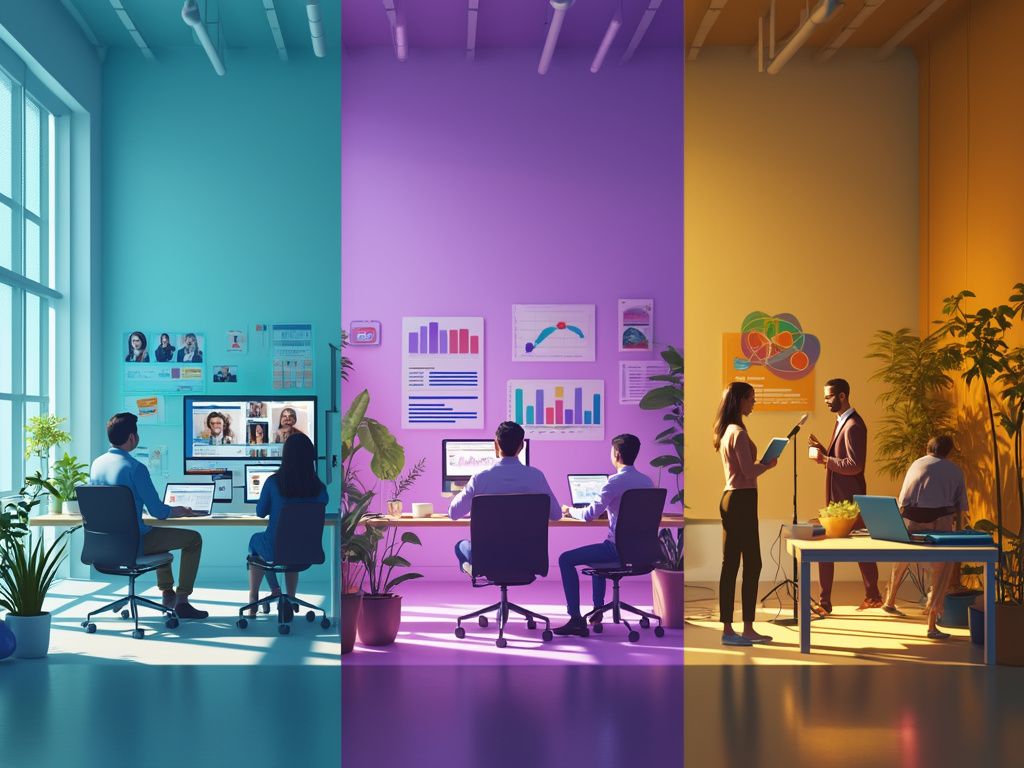 Three distinct content creation environments for funnel stages